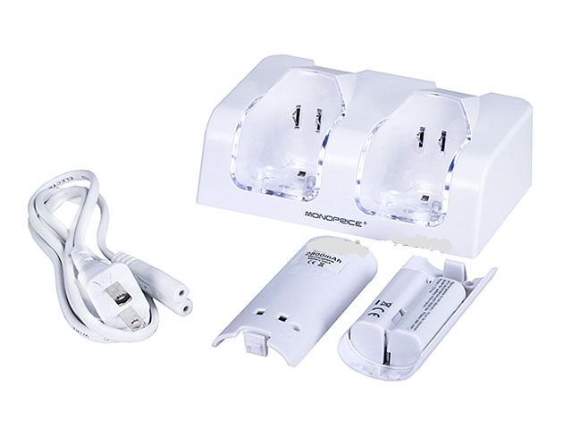 Double Charger Station with Blue Light for Wii w/ Battery Packs